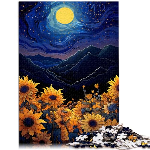 Puzzle für Kinder, Sonnenblumen unter Nachtlicht, 2000-teiliges Puzzle für Erwachsene und Kinder, 70 x 100 cm, graue Kartenpuzzle, Heimdekoration, Puzzles von SYUNFEI