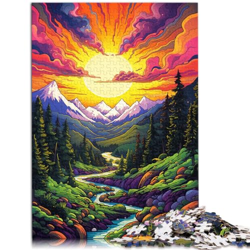 Puzzle für Puzzle, farbenfrohes Gemälde, Sonnenuntergangslandschaft, Puzzle für Erwachsene, 300 Stück, Holzpuzzle, lustige Puzzles, ganze Familie (26 x 38 cm) von SYUNFEI