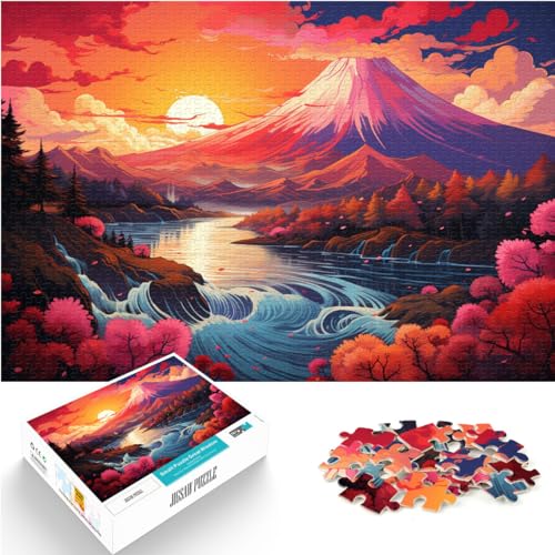 Puzzle für Puzzle, psychedelische, farbenfrohe Landschaft, 1000 Teile, Puzzle, Holzpuzzle, Puzzeln als Geschenk, herausfordernd, Aber unterhaltsam und humorvoll (50 x 75 cm) von SYUNFEI