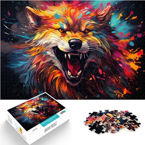 Puzzle für Puzzle Bunter Dämonenwolf Puzzle 1000 Teile für Erwachsene und Kinder von Holz Puzzle Spiele Spielzeug Geschenk Schwierige Schwere Puzzles （50x75cm） von SYUNFEI