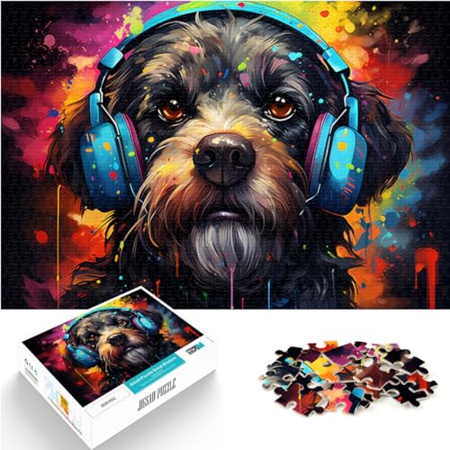 Puzzle für Puzzle-Hund, der Musik hört. 1000-teiliges Holzpuzzle, Denksportspiel, anspruchsvoll, Aber unterhaltsam und humorvoll (50 x 75 cm) von SYUNFEI