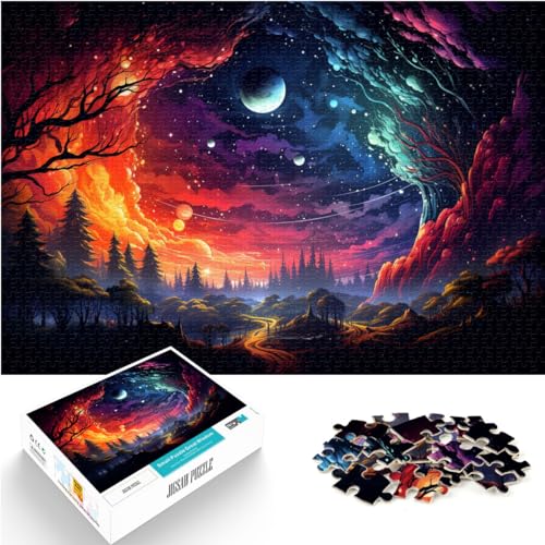 Puzzle für farbenfrohe, psychedelische Farbstadt. Lustige Puzzles für Erwachsene, 1000-teiliges Holzpuzzle, Lernspielzeug, Familienspiel für und (50 x 75 cm) von SYUNFEI