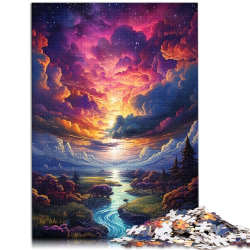 Puzzle für farbenfrohe, psychedelische Sonnenuntergangslandschaft, 1000 Puzzles für Erwachsene, 1000 Teile, Holzpuzzle, Lernpuzzle, Denkspiel (50 x 75 cm) von SYUNFEI