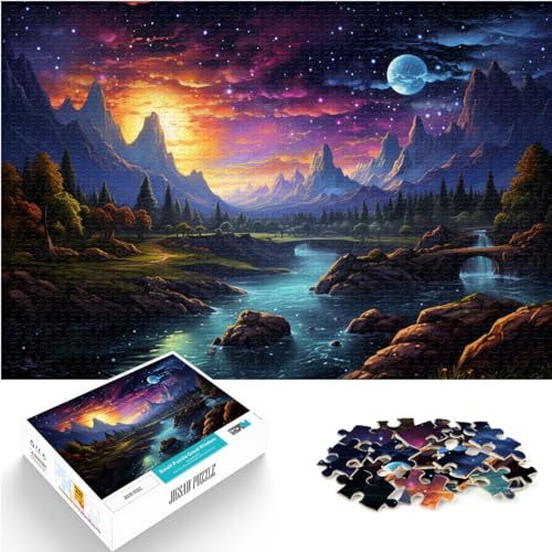 Puzzle für farbenfrohe Neonlandschaft für Erwachsene, 300-teiliges Puzzle, Holzpuzzle, Familienspaß-Puzzle ganze Familie und (26 x 38 cm) von SYUNFEI