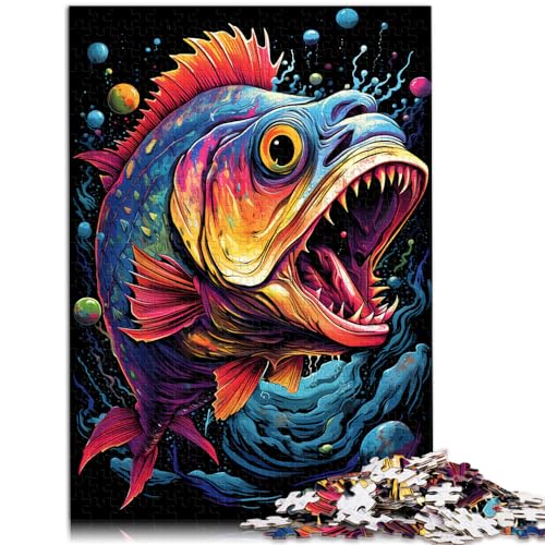 Puzzle für farbenfrohe Piranhas, 500 Teile, Puzzle für Erwachsene, Holzpuzzle, Lernpuzzle für Erwachsene und Familien (38 x 52 cm) von SYUNFEI