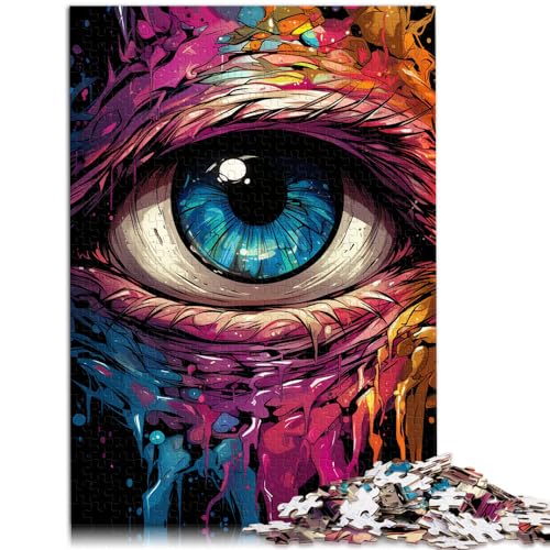 Puzzle für farbenfrohe psychedelische Drachenaugen, Puzzle für Erwachsene, 1000 Teile, Holzpuzzle, Wanddekoration, Denkspiel (50 x 75 cm) von SYUNFEI