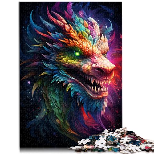 Puzzle für farbenfrohe psychedelische Galaxie-Drachen-Puzzles für Erwachsene, 1000-teiliges Holzpuzzle, Lernspiel, Denkspiel (50 x 75 cm) von SYUNFEI