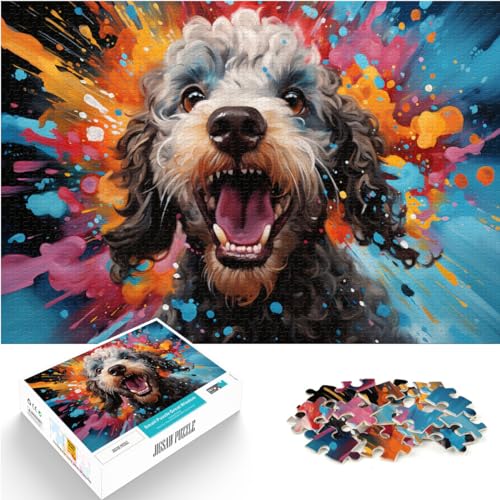 Puzzle für farbenfrohen psychedelischen Pudel, Puzzle für Erwachsene, 300 Teile, Holzpuzzle, Lernspielzeug, anspruchsvolles Spielpuzzle (26 x 38 cm) von SYUNFEI