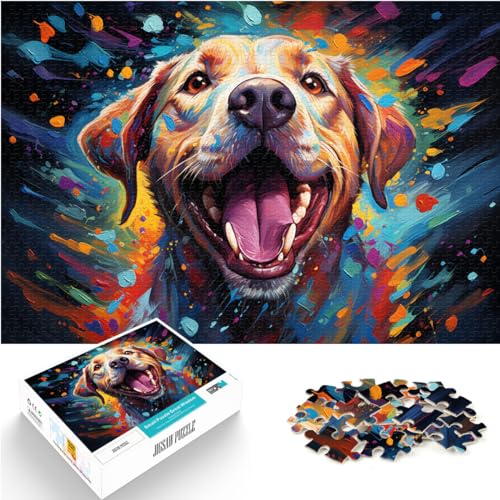 Puzzle für farbenfrohes, psychedelisches Gemälde eines weißen Labradors für Erwachsene, 1000-teiliges Puzzle, Holzpuzzle, pädagogische Herausforderung, Denkspiel (50 x 75 cm) von SYUNFEI