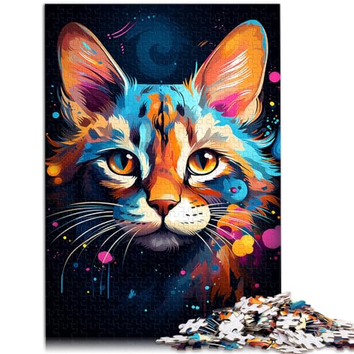 Puzzle für geheimnisvolle Savannenkatze, 1000 Teile, Puzzle für Erwachsene, Holzpuzzle, Lernpuzzle, Heimlernspiele, DIY-Spielzeug (50 x 75 cm) von SYUNFEI