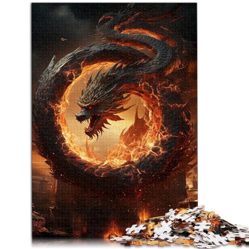 Puzzle für mythische Feuerdrachen, 1000-teiliges Puzzle aus Holz, anspruchsvolles Spiel, Wanddekoration, einzigartige Geburtstags (50 x 75 cm) von SYUNFEI