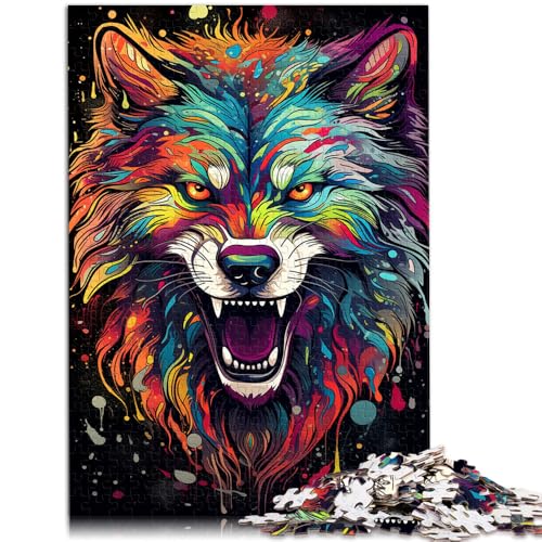 Puzzle mit Farbmalerei, Wolf, 1000 Teile, 38 x 52 cm, Karton-Puzzles für Erwachsene und Kinder ab 14 Jahren, Puzzle, Lernspiel für Erwachsene und Kinder von SYUNFEI