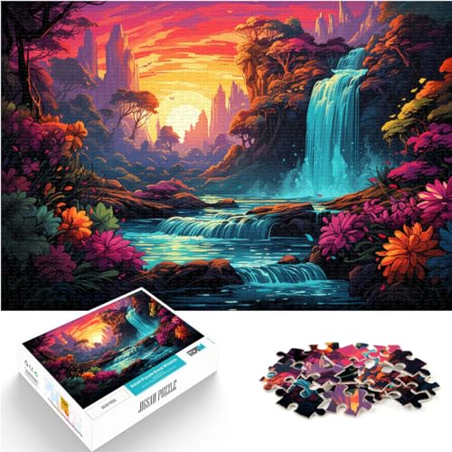 Puzzle zum Ausmalen, Amazon-Wasserfall, Puzzle 1000 Teile für Erwachsene, Holzpuzzle, Lernspielzeug, anspruchsvolles, schwieriges Puzzle (50 x 75 cm) von SYUNFEI