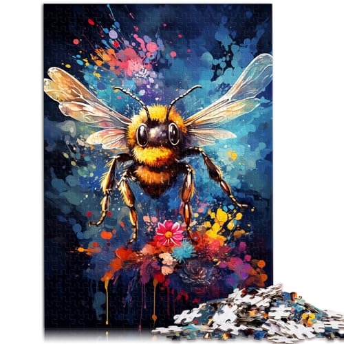 Puzzle zum Ausmalen, Bienen-Puzzle, 500 Teile, Holzpuzzle, jedes Teil ist einzigartig – anspruchsvolles, unterhaltsames Familienspiel (38 x 52 cm) von SYUNFEI