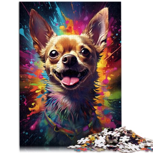 Puzzle zum Ausmalen, Chihuahua-Hund, 500-teiliges Puzzle für Erwachsene, Holzpuzzle, Lernpuzzle, Familienpuzzlespiel, Geburtstagsgeschenke (38 x 52 cm) von SYUNFEI
