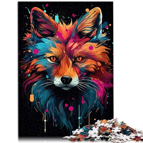 Puzzle zum Ausmalen, Fuchs-Zeichnung, 1000 große Teile, Puzzle für Erwachsene, Holzpuzzle, Lernspiel, entspannendes geistiges Lernspielzeug (50 x 75 cm) von SYUNFEI