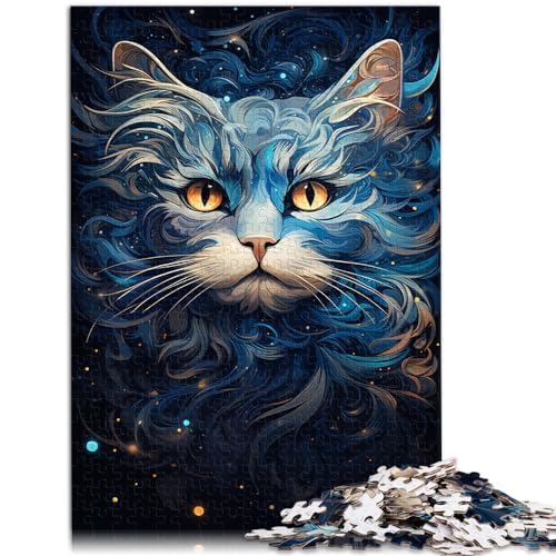 Puzzle zum Ausmalen, Galaxie-Katzen-Puzzle, 1000 Teile, für Erwachsene, Holzpuzzle, Spielspielzeug für die Familie, Puzzle-Geschenk, anspruchsvolles Spielspielzeug (50 x 75 cm) von SYUNFEI