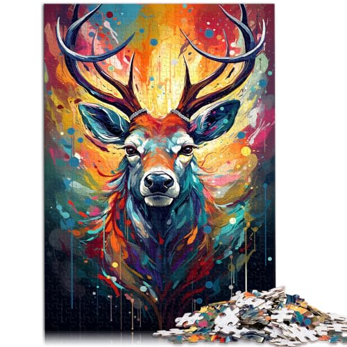 Puzzle zum Ausmalen, Hirsch, 500-teiliges Puzzle für Erwachsene, Holzpuzzle, lustiges Familienpuzzle von Difficult Hard Jigsaw Puzzles (38 x 52 cm) von SYUNFEI