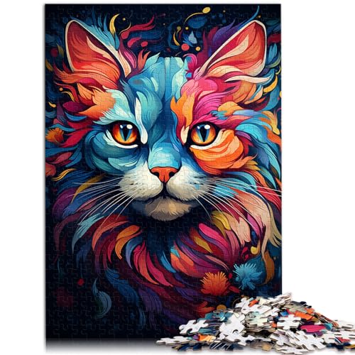 Puzzle zum Ausmalen, Katzen-Puzzle, 1000 Teile, für Erwachsene und Kinder, Holzpuzzle, Puzzle, Mitmachspiel, Familiendekoration, Familienspaß, Puzzle von (50 x 75 cm) von SYUNFEI