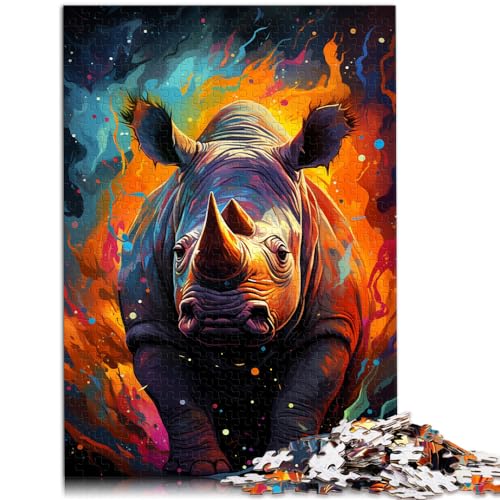 Puzzle zum Ausmalen, Nashorn, 1000 Teile, Puzzle, Geschenke, Holzpuzzle, pädagogisches Spielzeug zum Stressabbau, Puzzle zum Stressabbau, Urlaub zu Hause, Zeit totschlagen (50 x 75 cm) von SYUNFEI