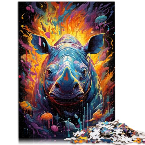 Puzzle zum Ausmalen, Nashorn, 1000 Teile, Puzzle aus Holz, Lernspiel, jedes Teil ist einzigartig – anspruchsvolles, unterhaltsames Spiel für die ganze Familie (50 x 75 cm) von SYUNFEI