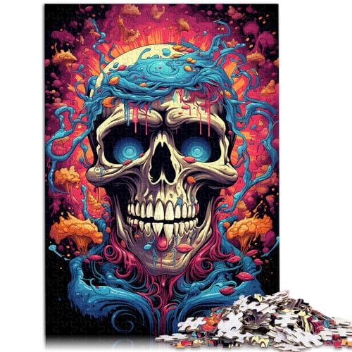 Puzzle zum Ausmalen, Totenkopf, 1000-teiliges Puzzlespiel, Holzpuzzle, Puzzeln als Geschenk, jedes Teil ist einzigartig unterhaltsames Spiel für die ganze Familie (50 x 75 cm) von SYUNFEI