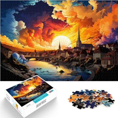 Puzzle zum Ausmalen, Tschechische Schweiz, Puzzles mit 1000 Teilen für Erwachsene, Holzpuzzles, lustige Familienpuzzles für Wichtelgeschenke (50 x 75 cm) von SYUNFEI