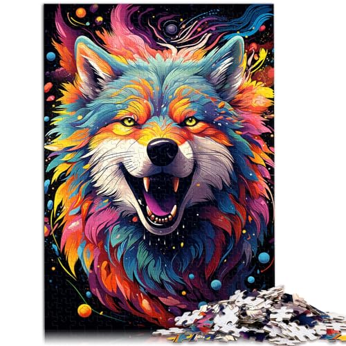 Puzzle zum Ausmalen, Wolf, 500-teiliges Holzpuzzle und Puzzlespaß für zu Hause, Aktivitäten, Geburtstagsgeschenk, Reisegeschenk (38 x 52 cm) von SYUNFEI