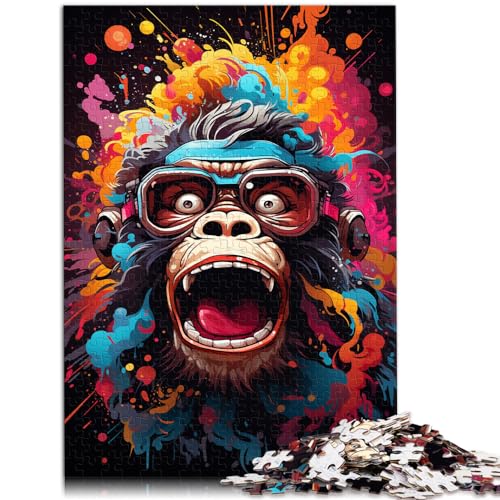 Puzzle zum Ausmalen, farbenfroher Orang-Utan-Boss, 500-teiliges Puzzle aus Holz, Puzzlespielspielzeug eignet ganze Familie und (38 x 52 cm) von SYUNFEI