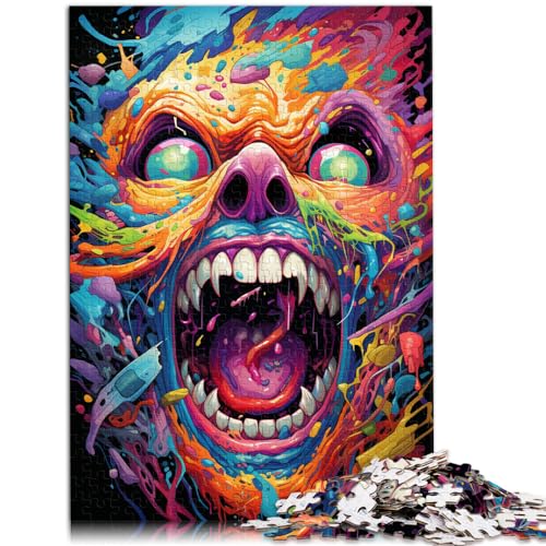 Puzzle zum Ausmalen, farbenfroher böser Totenkopf, 300-teiliges Puzzlespiel. Holzpuzzlespiel ganze Familie (26 x 38 cm) von SYUNFEI