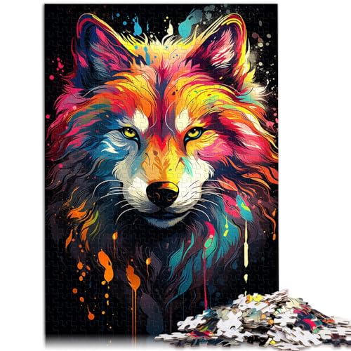 Puzzle zum Ausmalen, psychedelisches Gemälde, Wolf, 1000 Teile, Puzzlespiel aus Holz für Erwachsene, Lernspiele für Zuhause, DIY-Spielzeug (50 x 75 cm) von SYUNFEI