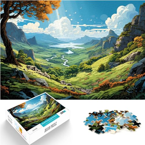 Puzzle zum Ausmalen der grünen Hügel von Irera, 1000 Teile, Puzzle für Erwachsene, Holzpuzzle, pädagogische Herausforderung für Puzzlegeschenke (50 x 75 cm) von SYUNFEI