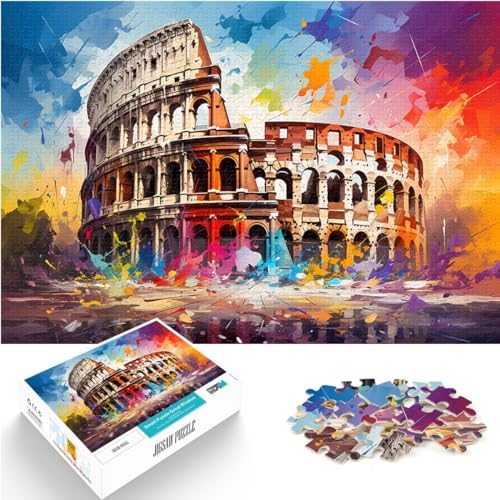 Puzzle zum Ausmalen des Kolosseums, 1000-teiliges Puzzle, Lernspiele, Holzpuzzle, Denksportspiel, entspannendes geistiges Lernspielzeug (50 x 75 cm) von SYUNFEI