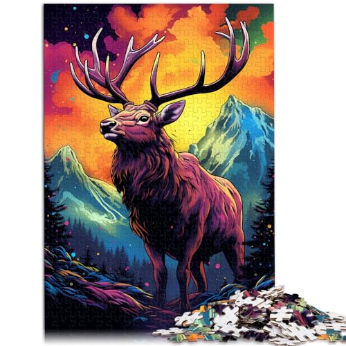 Puzzle zum Ausmalen von Elchen, 1000 Teile für Erwachsene und Kinder von Wooden Puzzles, Puzzle-Kunstwerk, einzigartige Geburtstags (50 x 75 cm) von SYUNFEI