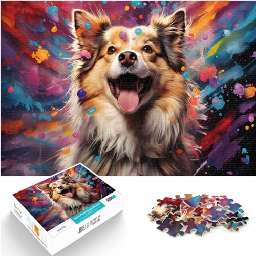 Puzzle zum Ausmalen von Hundemalerei, 1000 Teile, Puzzle aus Holz, Lernspiel, schwieriges Puzzle für Frauen und Männer (50 x 75 cm) von SYUNFEI