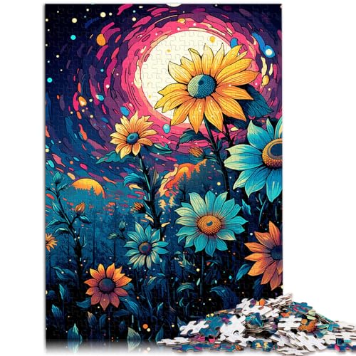 Puzzle zum Ausmalen von Sonnenblumen, 1000 große Teile, Puzzle für Erwachsene, Holzpuzzle, Denksportaufgabe, tolles Geschenk für die ganze Familie (50 x 75 cm) von SYUNFEI