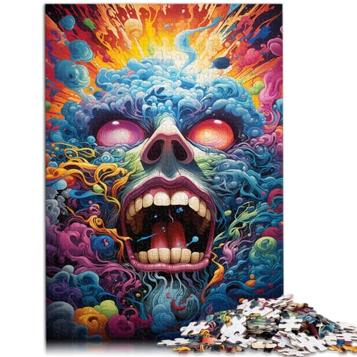 Puzzle zum Verschenken, Ausmalen, Monster und Puzzle, 500 Teile, für Erwachsene, Holzpuzzle, Denksportspiel mit passendem Poster und Wissensblatt (38 x 52 cm) von SYUNFEI