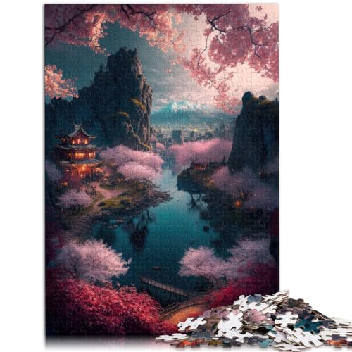 Puzzle zum Verschenken, Blossom Village, 1000 Teile, Puzzle für Erwachsene, Holzpuzzle, Lernspiel, interessantes Puzzle zum Stressabbau (50 x 75 cm) von SYUNFEI