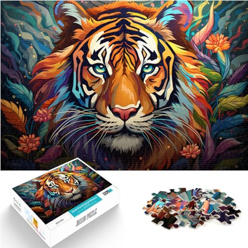 Puzzle zum Verschenken, Gemälde eines bunten Tigers, Puzzle für Erwachsene und Ren, 300 Teile, Holzpuzzle, Denksportaufgaben als Geschenkspielzeug (26 x 38 cm) von SYUNFEI