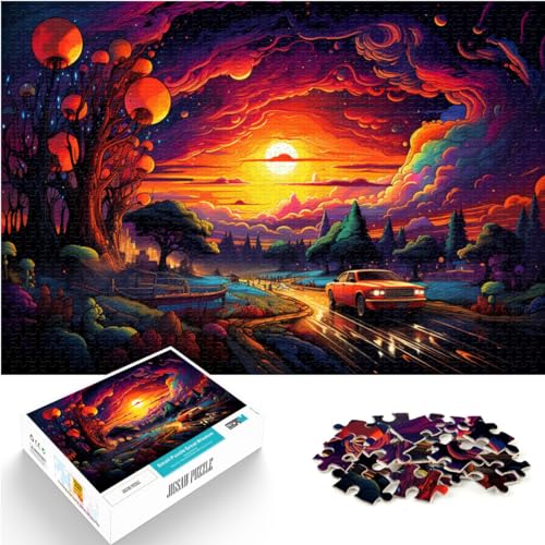 Puzzle zum Verschenken, Sonnenuntergangstour, 300 Teile, Puzzle-Geschenke, Holzpuzzle, jedes Teil ist einzigartig – anspruchsvolles, unterhaltsames Familienspiel (26 x 38 cm) von SYUNFEI