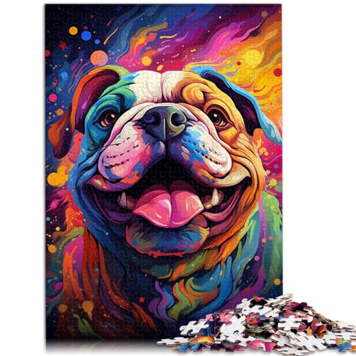 Puzzle zum Verschenken, bunt, psychedelisch, von Psychedelic Bulldog, für Erwachsene, 300 Teile, Puzzle, Geschenke, Holzpuzzle, Spiele, Spielzeug, Geschenkideen (26 x 38 cm) von SYUNFEI