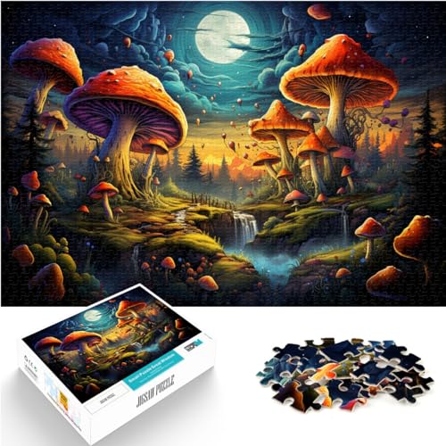 Puzzle zum Verschenken, farbenfrohes psychedelisches Pilz-Puzzle für Erwachsene und Ren, 300 Teile, Holzpuzzle, Lernspiele, anspruchsvolle Spielegeschenke (26 x 38 cm) von SYUNFEI