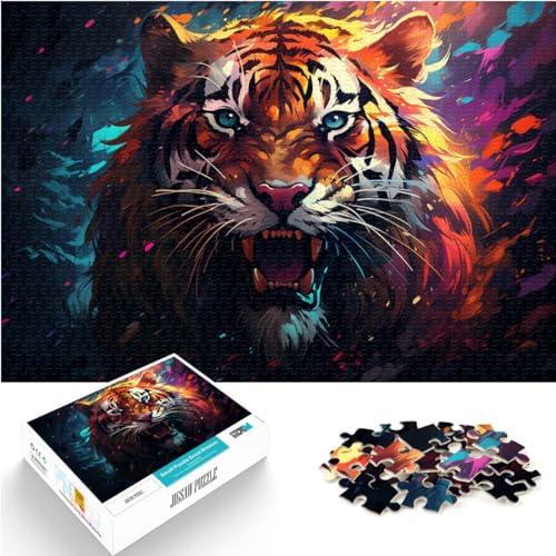 Puzzles, Geschenke, Spielzeuge, Bunter Feuertiger, 1000-teiliges Puzzle, Holzpuzzle, präzise geschnitten, ganze Familie (50 x 75 cm) von SYUNFEI