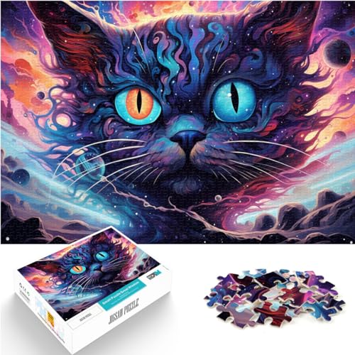 Puzzles, farbenfrohe psychedelische Siamkatze, Puzzle für Erwachsene, 500 Teile, Holzpuzzle, lustige Puzzles, Familienaktivitätspuzzles, Lernspiele (38 x 52 cm) von SYUNFEI