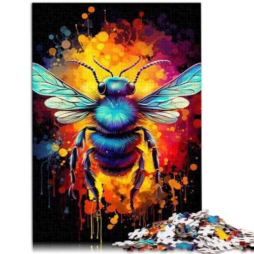 Puzzles Farbmalerei-Bienenpuzzle 500 Teile für Erwachsene Holzpuzzle Lernpuzzle als Geschenk für die ganze Familie (38 x 52 cm) von SYUNFEI