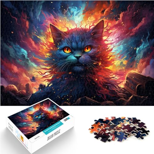 Puzzles Geschenk Farbige Katze Erwachsene 1000 Teile Puzzle Holzpuzzle Puzzle Lernspiele Heimdekoration Puzzle ganze Familie und die (50x75cm) von SYUNFEI