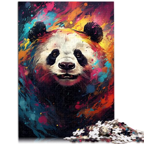 Puzzles Geschenke Spielzeug Buntes psychedelisches Gemälde Panda 1000 Teile Puzzles für Erwachsene Holzpuzzle Puzzles zum Stressabbau (50x75cm) von SYUNFEI