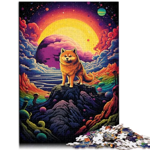 Puzzles Lernspiele Niedlicher Shiba Inu in Farbe für Erwachsene 300-teiliges Puzzle Holzpuzzle Puzzle Lernspiele Anspruchsvolles, schwieriges Puzzle (26 x 38 cm) von SYUNFEI