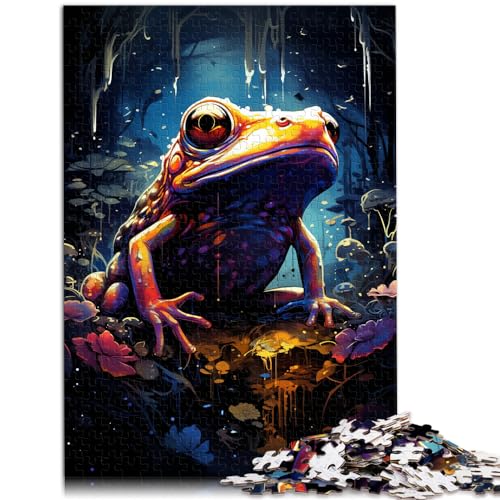 Puzzles Psychedelischer bunter Frosch 1000-teiliges Puzzle für Erwachsene Holzpuzzle Spaß für die ganze Familie durch Dekomprimieren Intellektuelles Lernspielzeug (50 x 75 cm) von SYUNFEI