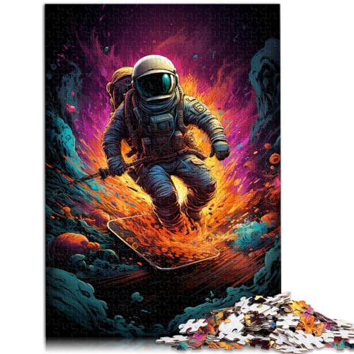 Puzzles als Geschenke Astronaut Skateboard Puzzles 1000 Teile Holzpuzzles Puzzle Lernspiele Heimdekorationspuzzle (50x75cm) von SYUNFEI